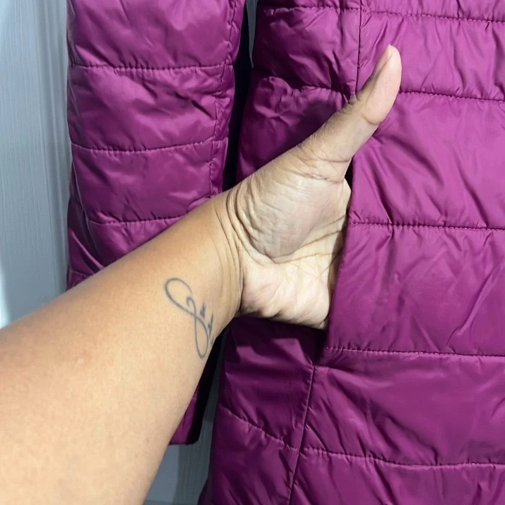 Lands' End Girl's Puffer Winter Coat - Size XL (16) Purple - Hood - Full Zip